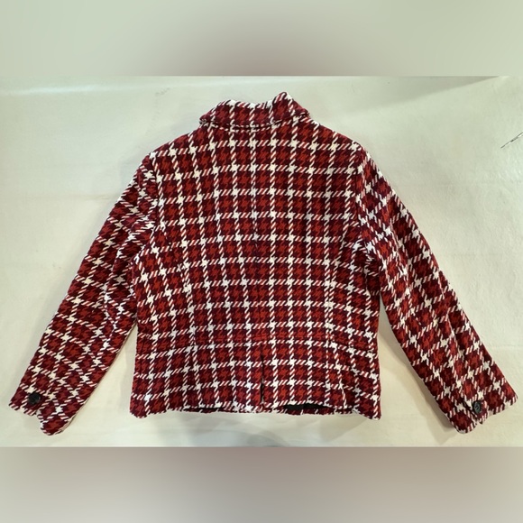 LIZ CLAIBORNE Wool Blend Houndstooth Peplum Maroon Orange Jacket (XL) - Picture 9 of 17